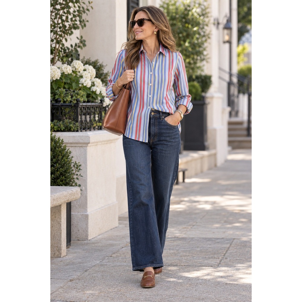 J.McLaughlin Thomas Mason Italian Broadcloth Striped Button Down Shirt M